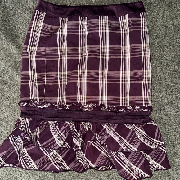 Bebe Purple Plaid Ruffle Mini Skirt Y2K 90s Size 0 - Picture 2 of 6
